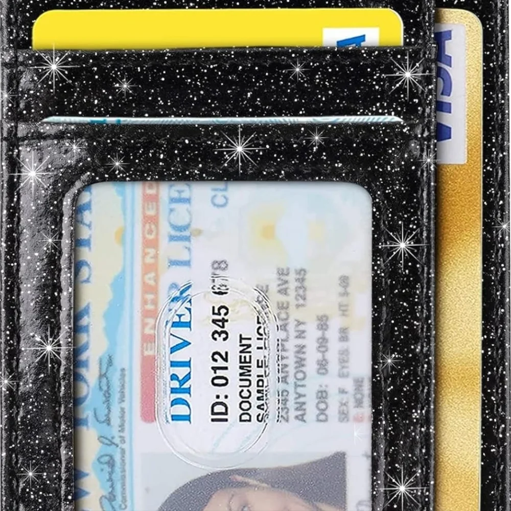 Black Glitter Card Holder Wallet